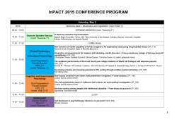 InPACT 2015 CONFERENCE PROGRAM