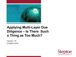 Applying Multi-Layer Due Diligence â Is There Such a Thing as Too