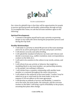 TEAM AGREEMENT Our vision for globalX trips is that they will be op