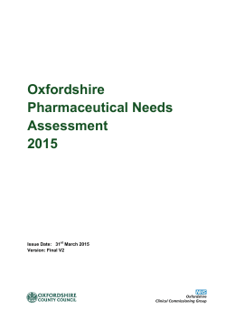 Oxfordshire Pharmaceutical Needs Assessment 2015