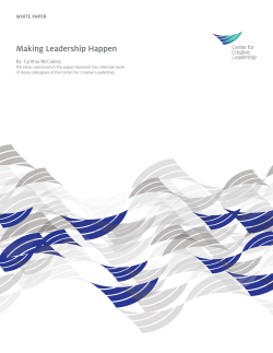 Making Leadership Happen - Center for Creative Leadership