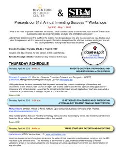 Presents our 31st Annual Inventing Successâ¢ Workshops