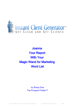 Joanna Your Report With Your Magic Wand for Marketing Word List