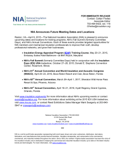 NIA Announces Future Meeting Dates and Locations