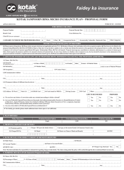 Kotak Sampoorn Bima Micro Insurance Plan Proposal Form