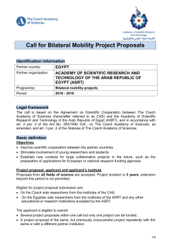Call for Bilateral Mobility Project Proposals
