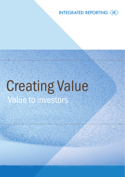 Value to investors - Integrated Reporting