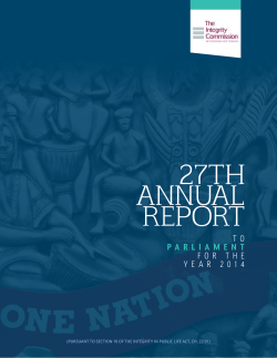 27TH ANNUAL REPORT - Integrity Commission
