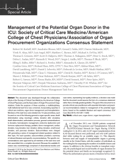 Management of the Potential Organ Donor in the ICU: Society of
