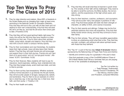 Top Ten Ways To Pray For The Class of 2015 1.
