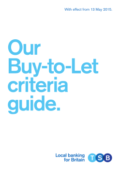 Our Buy-to-Let Criteria guide - TSB Intermediaries home page