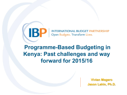 Program-Based Budgeting in Kenya - International Budget Partnership