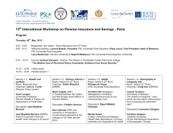 13th International Workshop on Pension Insurance and Savings