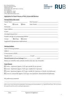Accomodation Requestform for Guesthouses - Ruhr