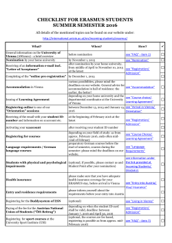 checklist for erasmus students summer semester 2016