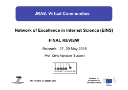Virtual Communities, EINS JRA6 â Chris Marsden, Professor of
