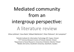 Vilma Lehtinen Mediated community from an intergroup perspective