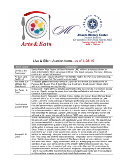 Live & Silent Auction Items- as of 4-28-15