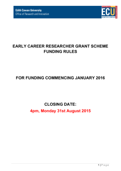EARLY CAREER RESEARCHER GRANT SCHEME FUNDING