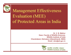 Management Effectiveness Evaluation (MEE) of Protected Areas in
