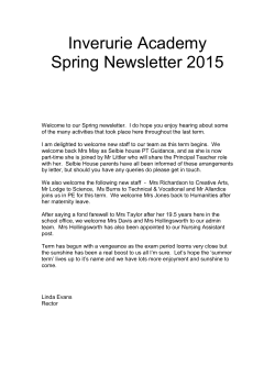 Inverurie Academy Spring Newsletter 2015