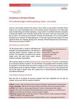 Life Sciences in the Heart of Europe From molecular biology to