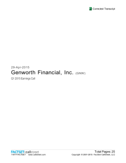 1Q15 Transcript - Genworth Financial