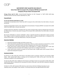 GGP REPORTS FIRST QUARTER 2015 RESULTS Same Store NOI