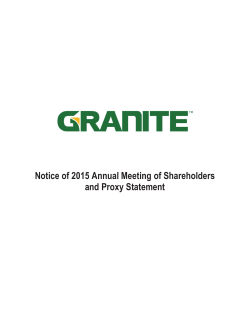 Notice of 2015 Annual Meeting of Shareholders and Proxy Statement