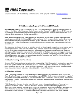 PG&E Corporation Reports First-Quarter 2015 Results
