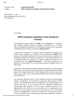 IRES Completes Acquisition of the Rockbrook
