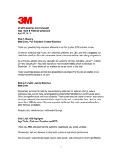 Transcript - 3M Investor Relations