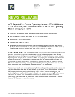 1Q 2015 Press Release - ACE Limited
