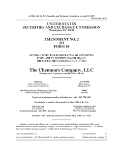 Form 10 - Amendment 2 as filed April 21, 2015