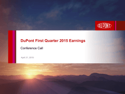 DuPont First Quarter 2015 Earnings