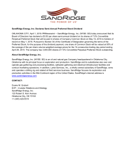 SandRidge Energy, Inc. Declares Semi
