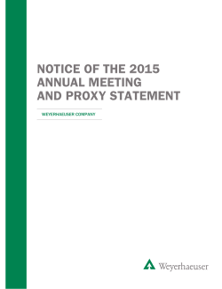 NOTICE OF THE 2015 ANNUAL MEETING AND PROXY STATEMENT
