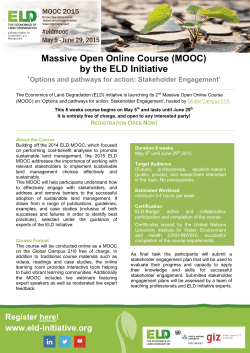 Massive Open Online Course (MOOC) by the ELD - UNU