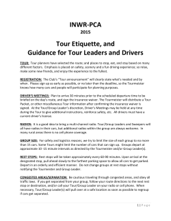 INWR-PCA Tour Etiquette, and Guidance for Tour Leaders and Drivers