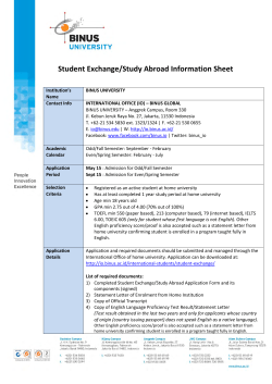 BINUS Information Sheet for Exchange Students