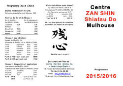 Centre ZAN SHIN Shiatsu Do 2015/2016