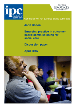 Emerging practice in outcome-based commissioning for social care