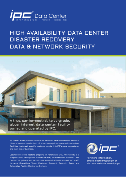 HIGH AVAILABILITY DATA CENTER DISASTER RECOVERY