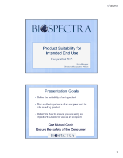 Product Suitability for Intended End Use - IPEC