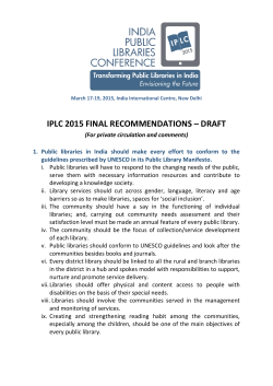 IPLC 2015 FINAL RECOMMENDATIONS â DRAFT