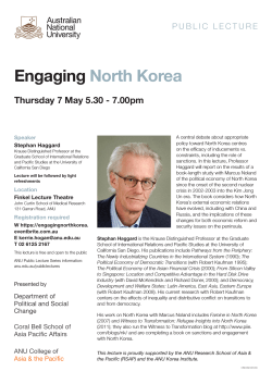 Engaging North Korea - Coral Bell School of Asia Pacific Affairs