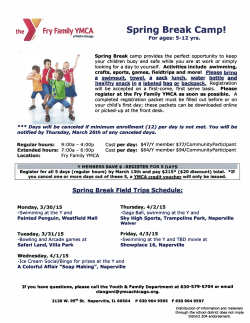 Fry Family YMCA Spring Break Camp! - Indian Prairie School District