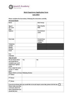 Work Experience Application Form June 2015