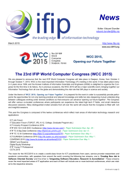 The 23rd IFIP World Computer Congress (WCC 2015)
