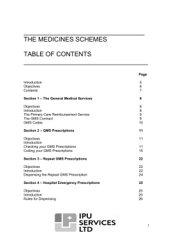 the medicines schemes table of contents